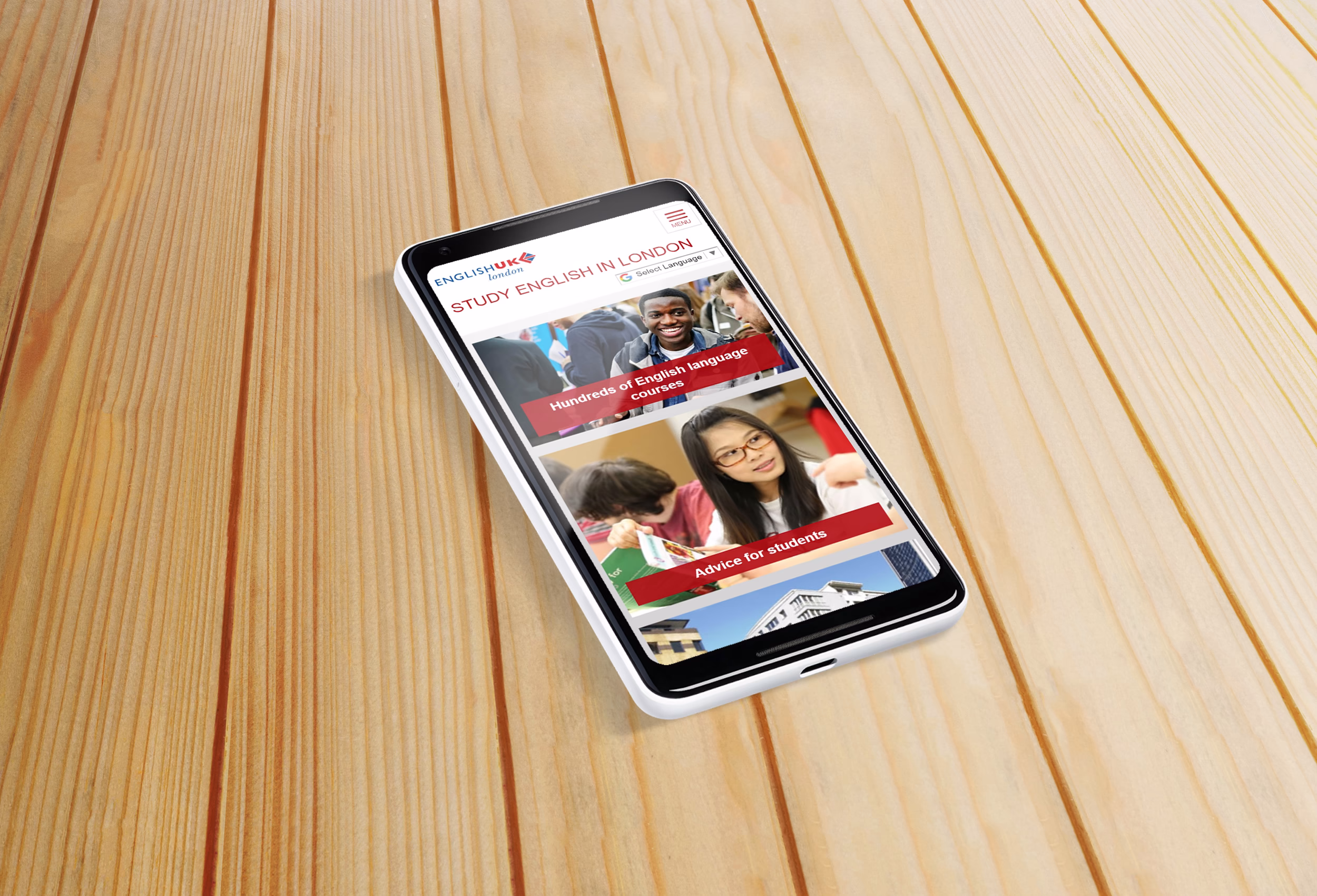 Study English in London – project mockup